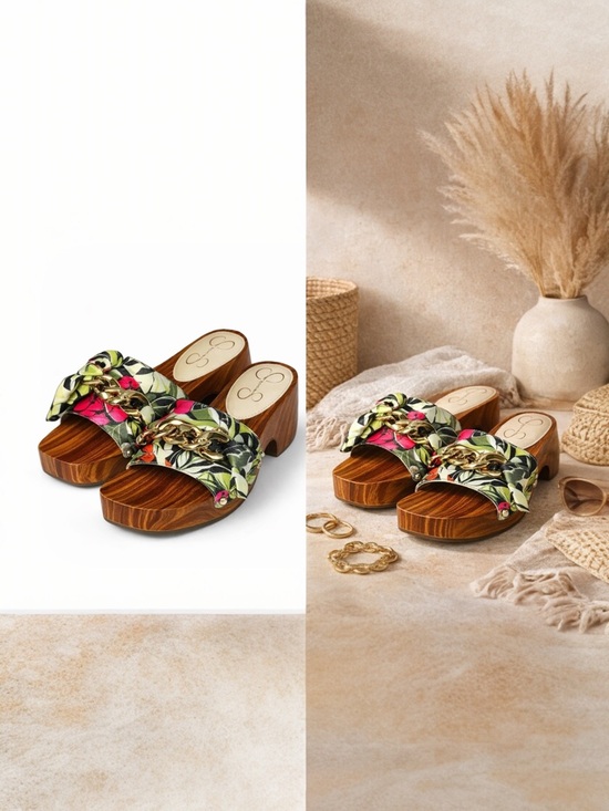 Jessica Simpson Shoes - Jessica Simpson Resima Platform Slide Sandals Tropical Chain Clogs Size 6 NWT